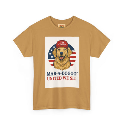 Mar-A-Doggo Tee — Patriotic Golden Retriever 'United We Sit' Shirt