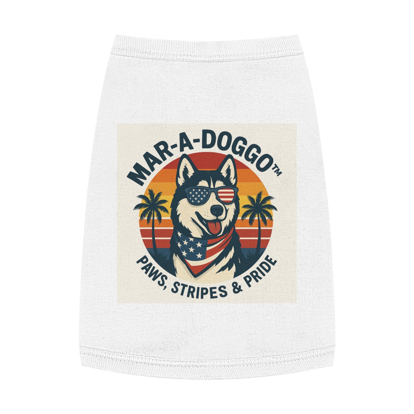 Dog Shirt - "Mar-A-Doggo: Paws, Stripes & Pride" Patriotic Husky Tank