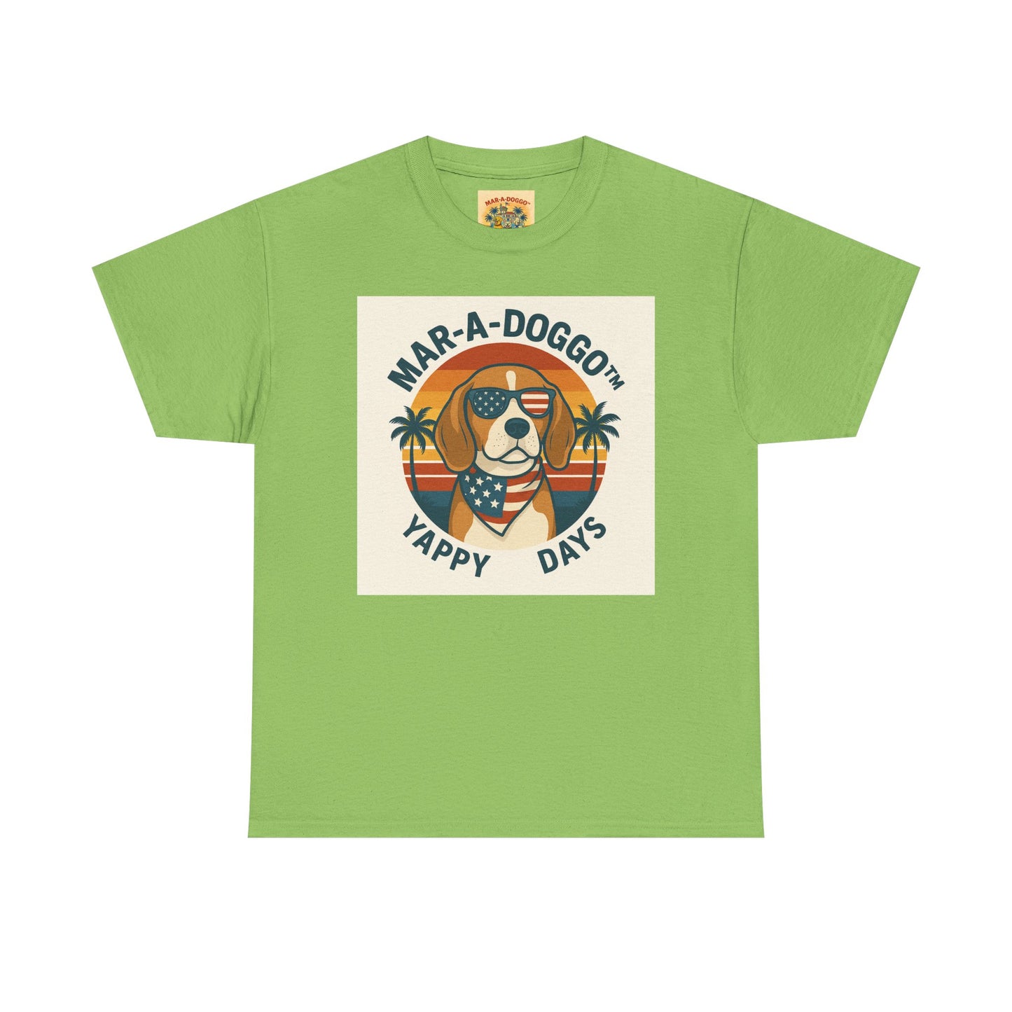 Mar-A-Doggo Tee – Retro Beach Dog Graphic T-Shirt (“Yappy Days”)