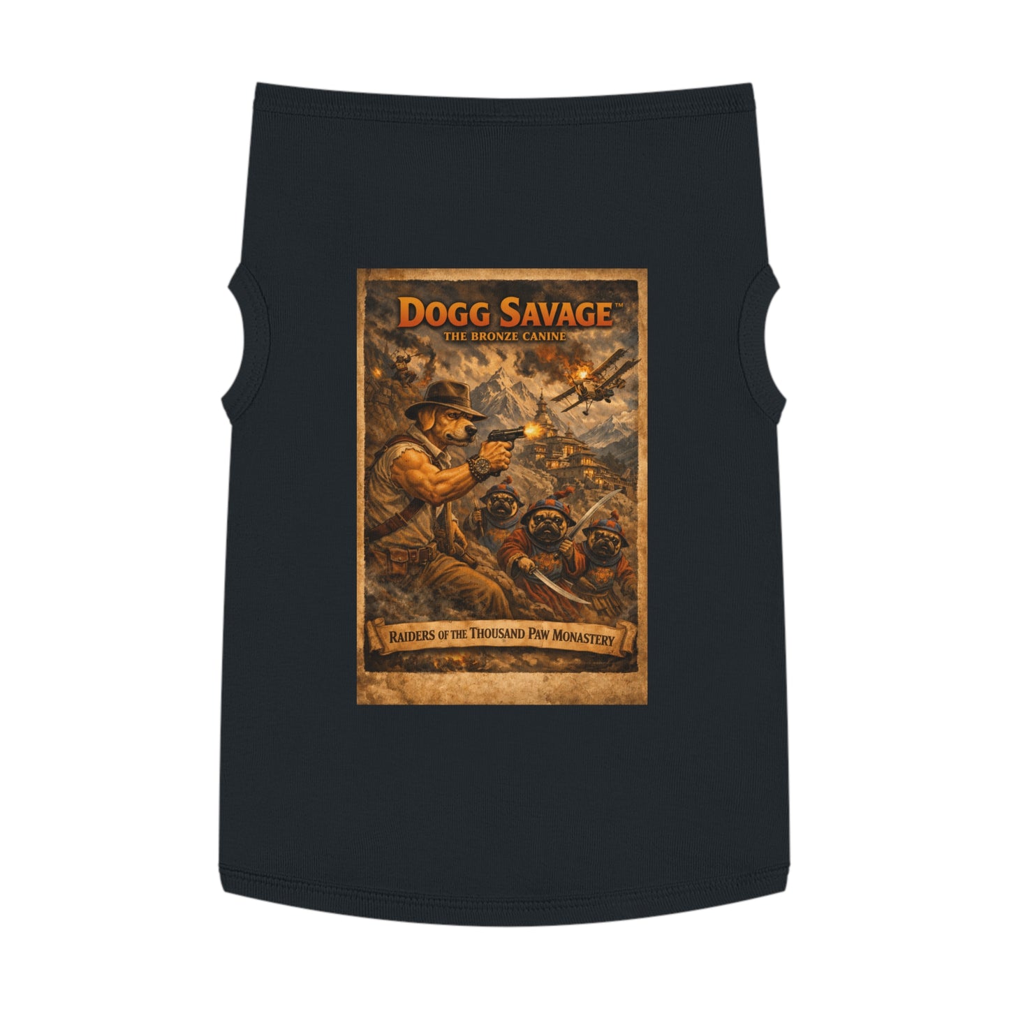 Dogg Savage Pet Tank Top — "Raiders of the Thousand Paw Monastery" Graphic Dog Shirt