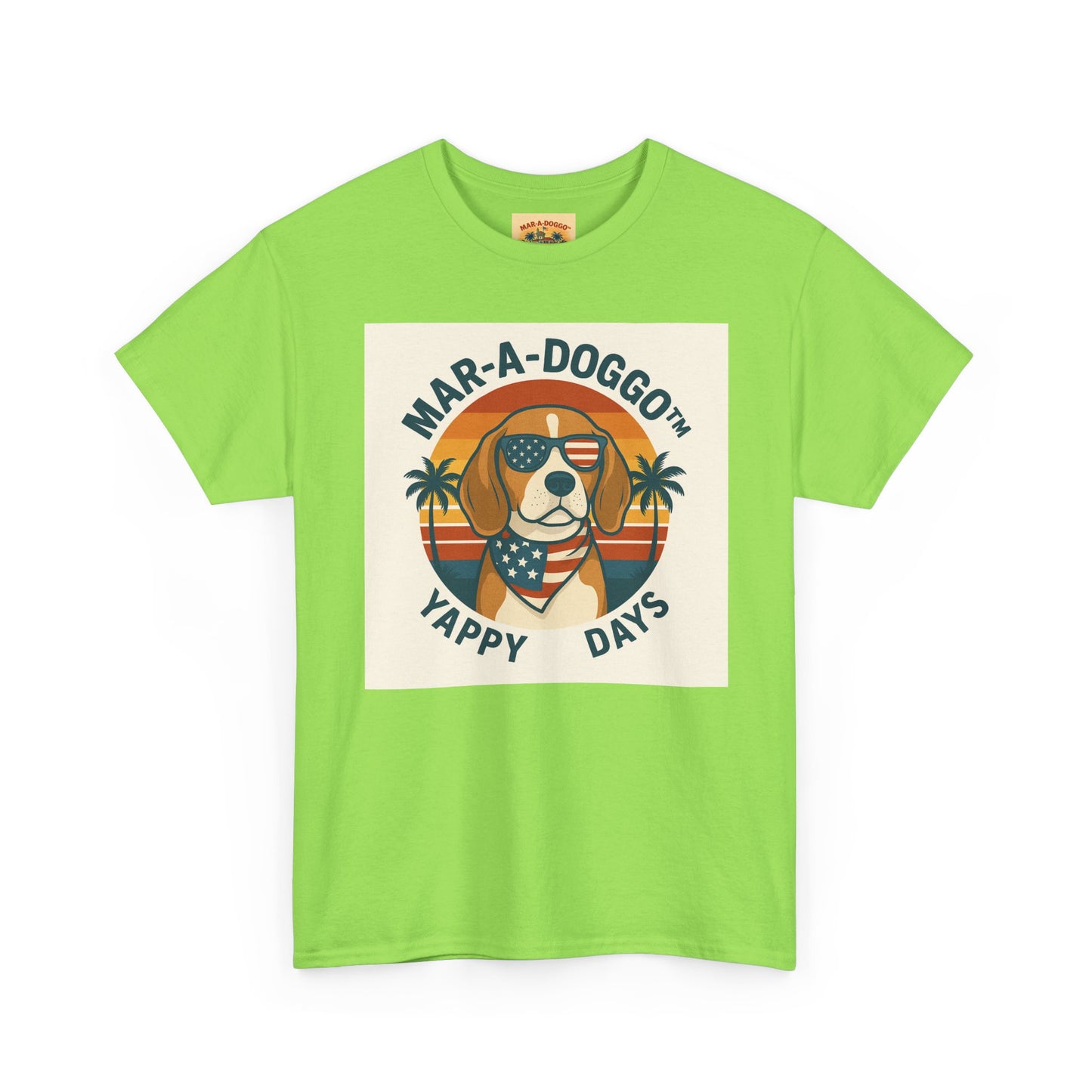 Mar-A-Doggo Tee – Retro Beach Dog Graphic T-Shirt (“Yappy Days”)