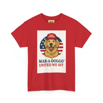 Mar-A-Doggo Tee — Patriotic Golden Retriever 'United We Sit' Shirt
