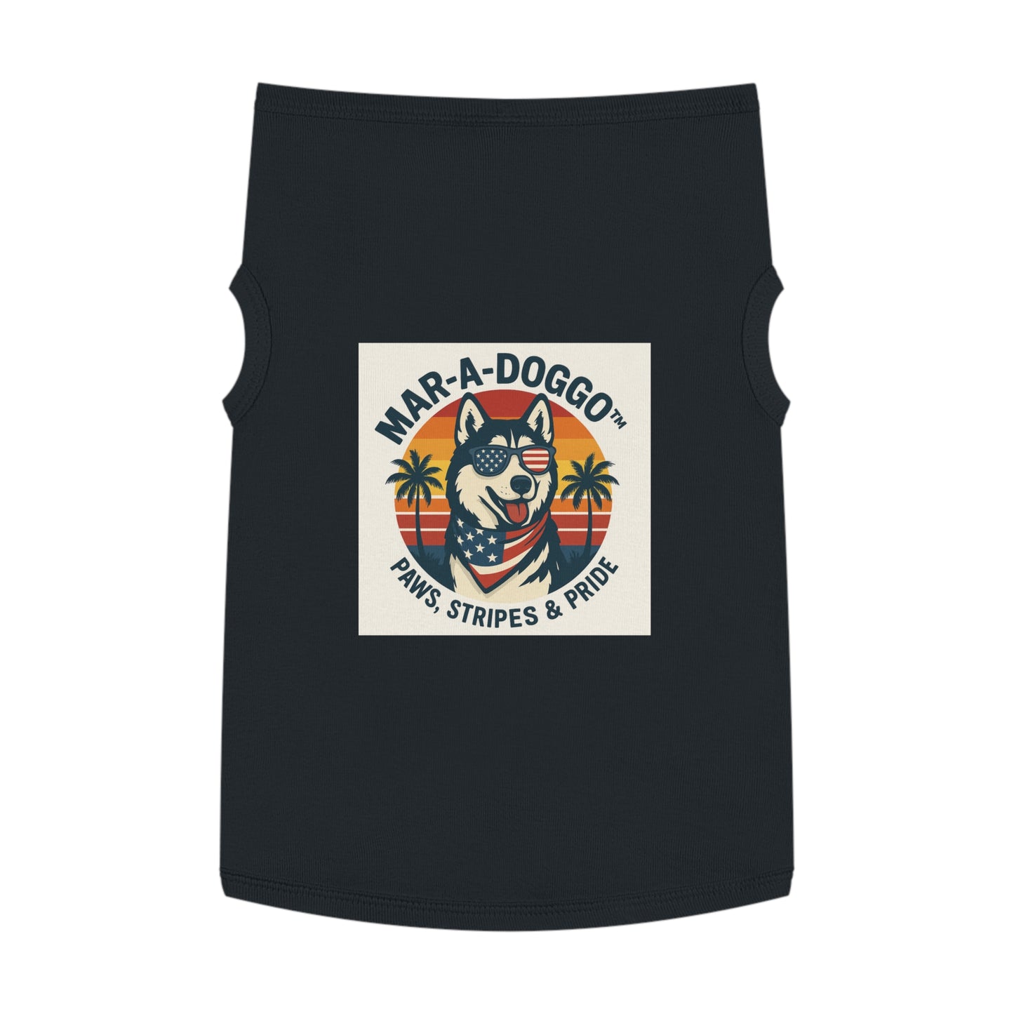 Dog Shirt - "Mar-A-Doggo: Paws, Stripes & Pride" Patriotic Husky Tank