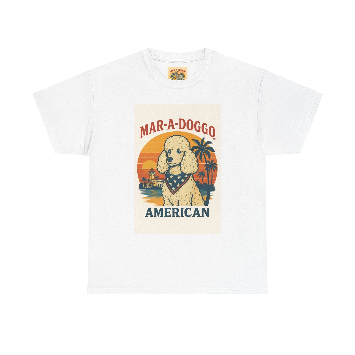 Mar-A-Doggo American T-Shirt — Retro Palm Beach Dog Graphic Tee