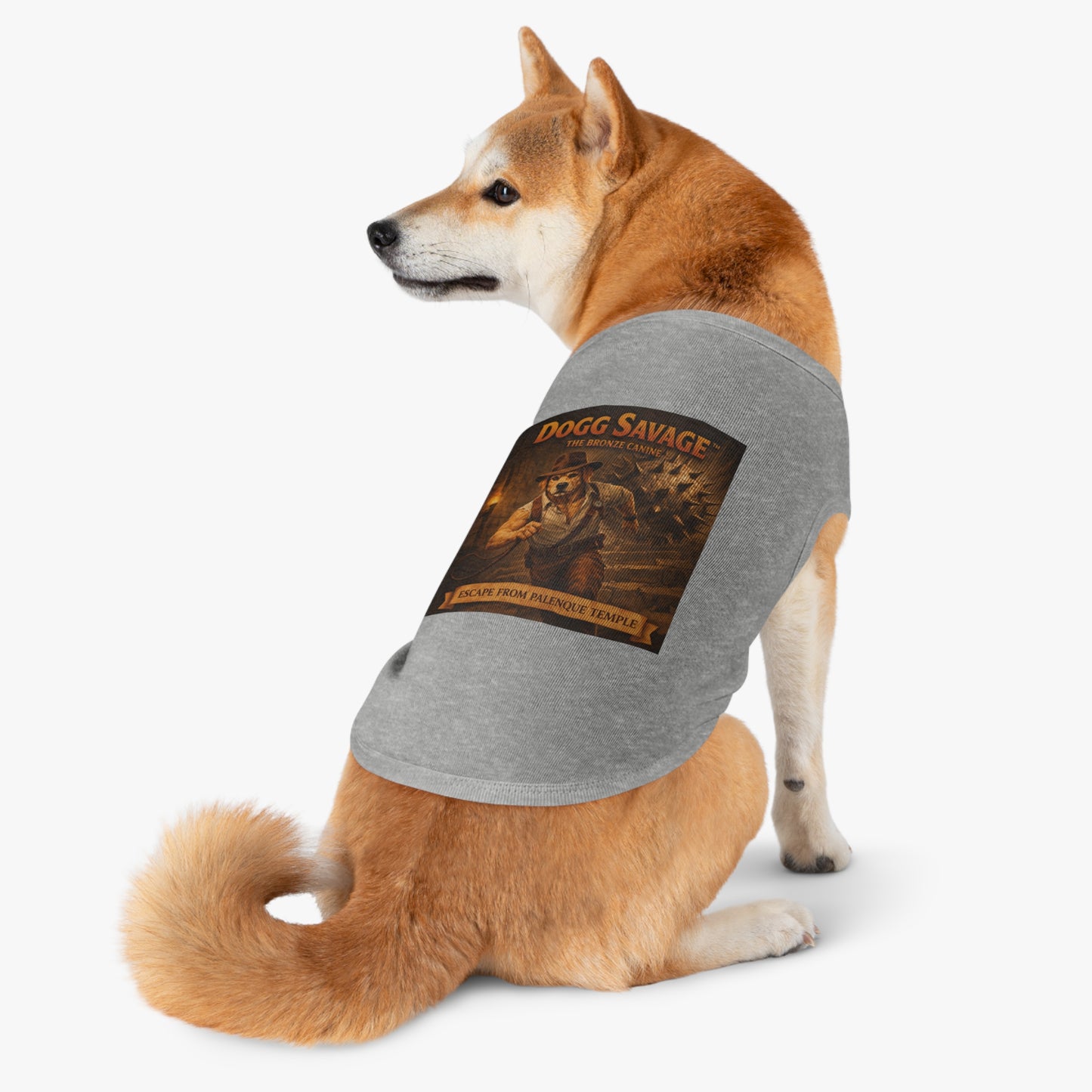 Dog Tank Top — "Dogg Savage: Escape from Palenque Temple" Adventure Graphic Dog Shirt