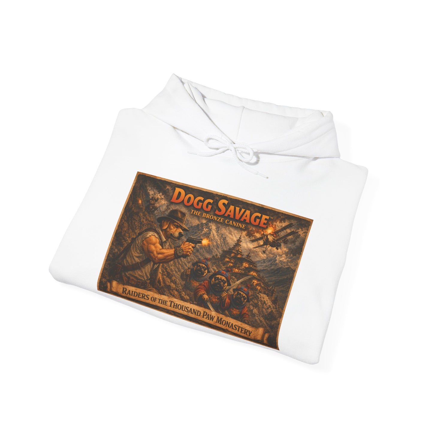 Dogg Savage Graphic Hoodie "Raiders Of The Thousand Paw Monastery" — Retro Band Logo Pullover