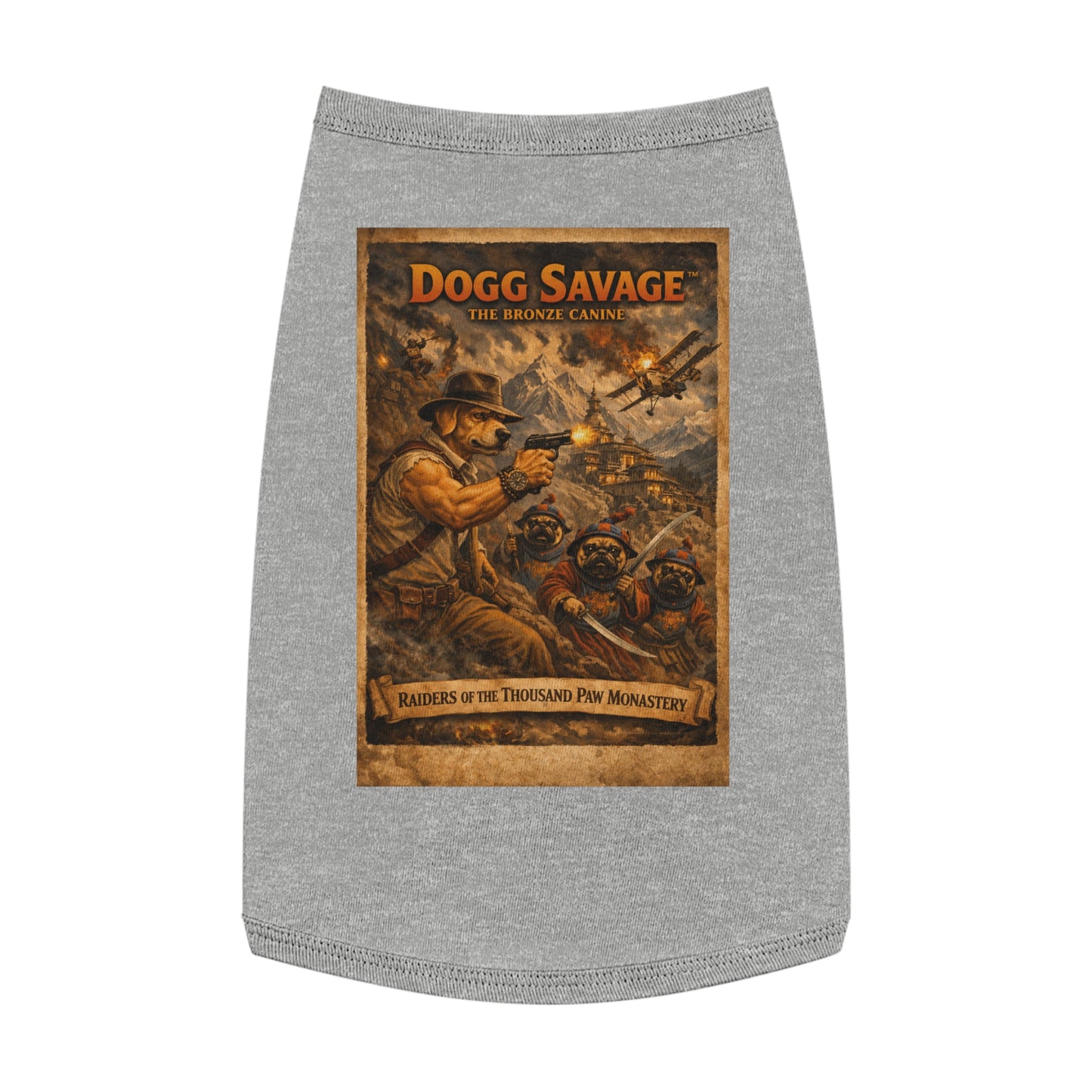 Dogg Savage Pet Tank Top — "Raiders of the Thousand Paw Monastery" Graphic Dog Shirt