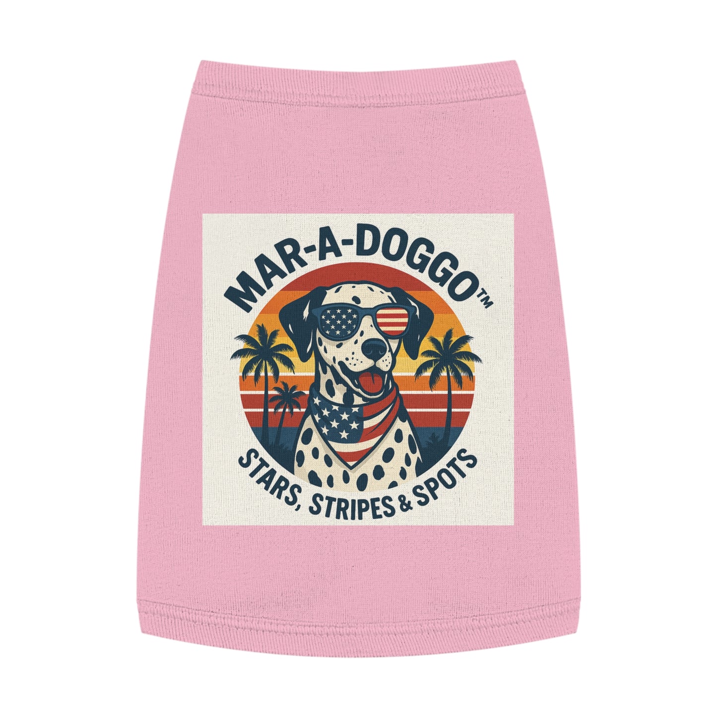 Patriotic Dog Tank Top - "Mar-A-Doggo" Stars, Stripes & Spots Dog Shirt