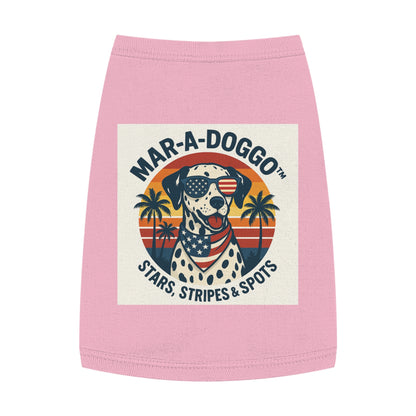 Patriotic Dog Tank Top - "Mar-A-Doggo" Stars, Stripes & Spots Dog Shirt