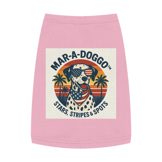Patriotic Dog Tank Top - "Mar-A-Doggo" Stars, Stripes & Spots Dog Shirt