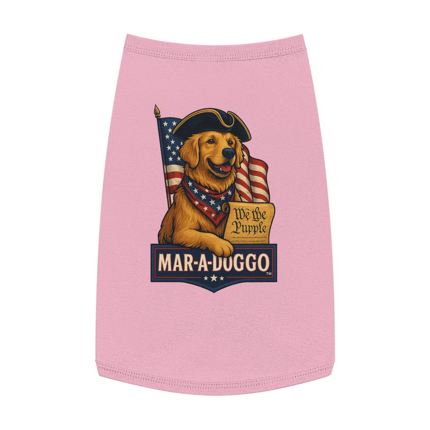 Patriotic "Mar-A-Doggo" Dog Tank Top — We The Pupple Goldie Dog Shirt