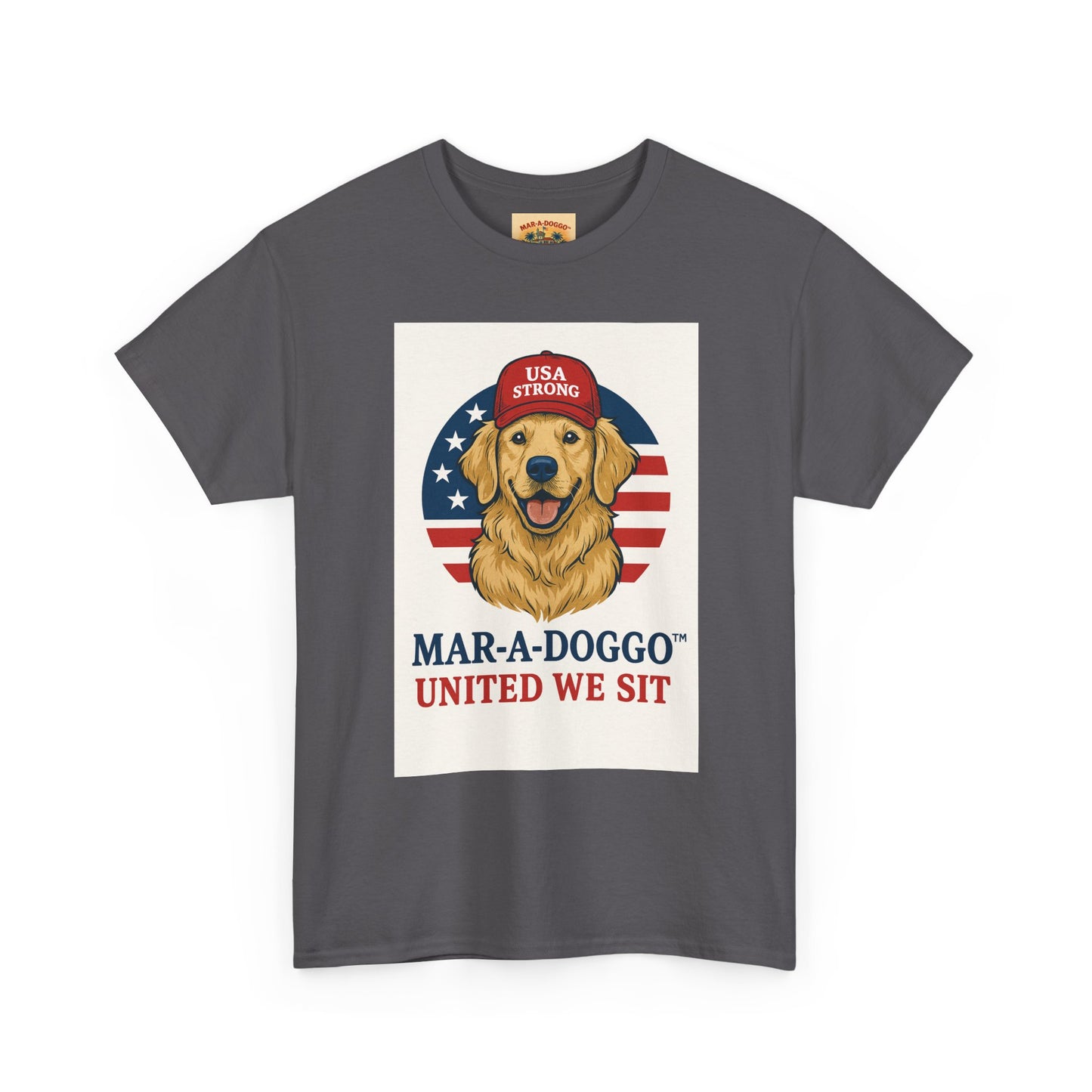 Mar-A-Doggo Tee — Patriotic Golden Retriever 'United We Sit' Shirt