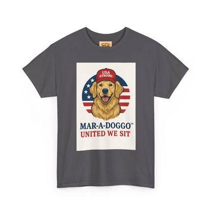 Mar-A-Doggo Tee — Patriotic Golden Retriever 'United We Sit' Shirt