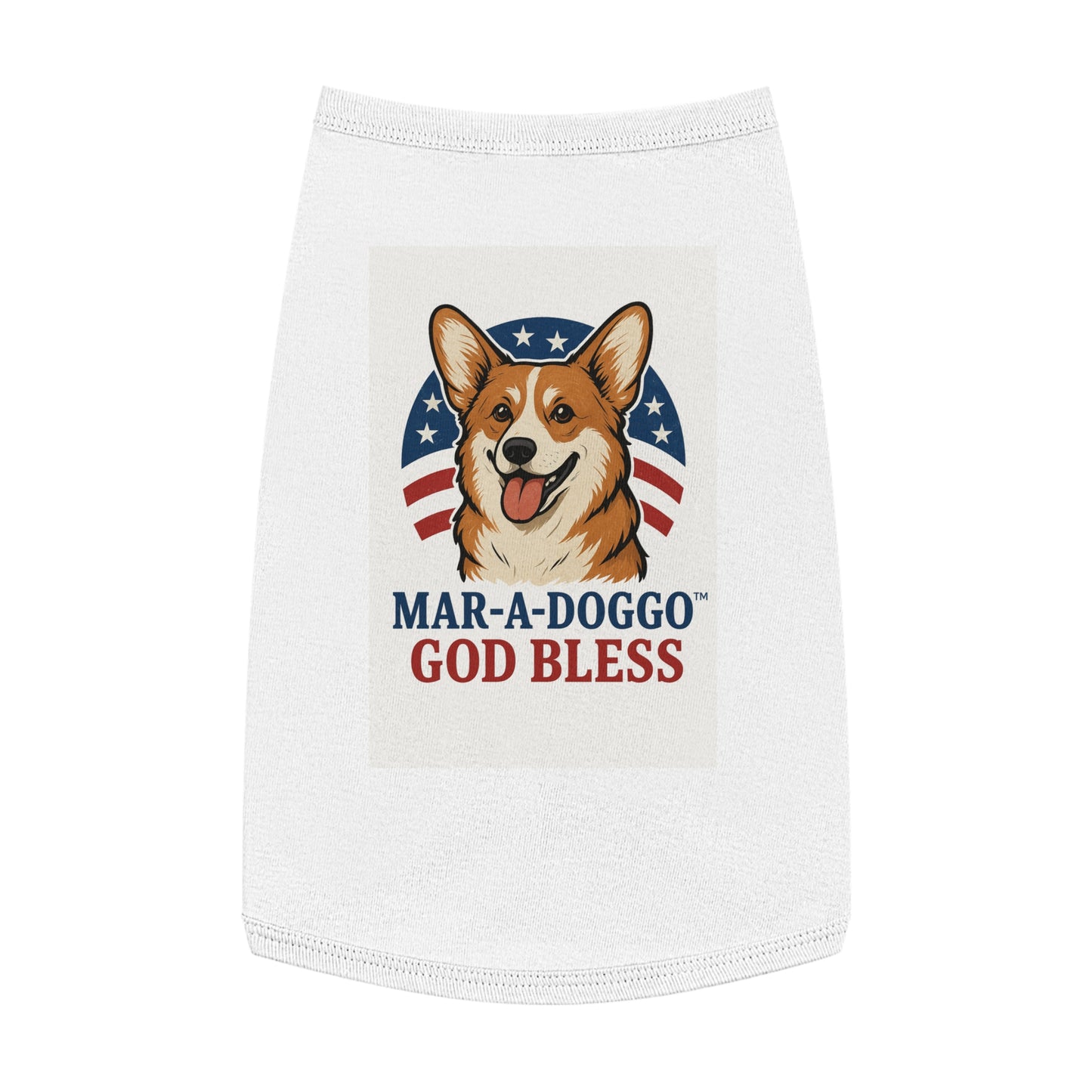 Patriotic Corgi Dog Tank – “Mar-A-Doggo God Bless” Pet Shirt