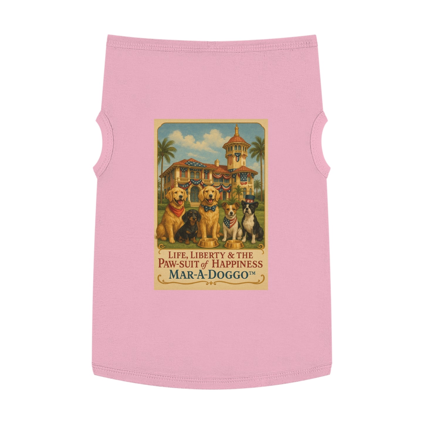 Dog Shirt — Mar‑A‑Doggo 'Life, Liberty & The Paw‑suit of Happiness' Vintage Dog Graphic