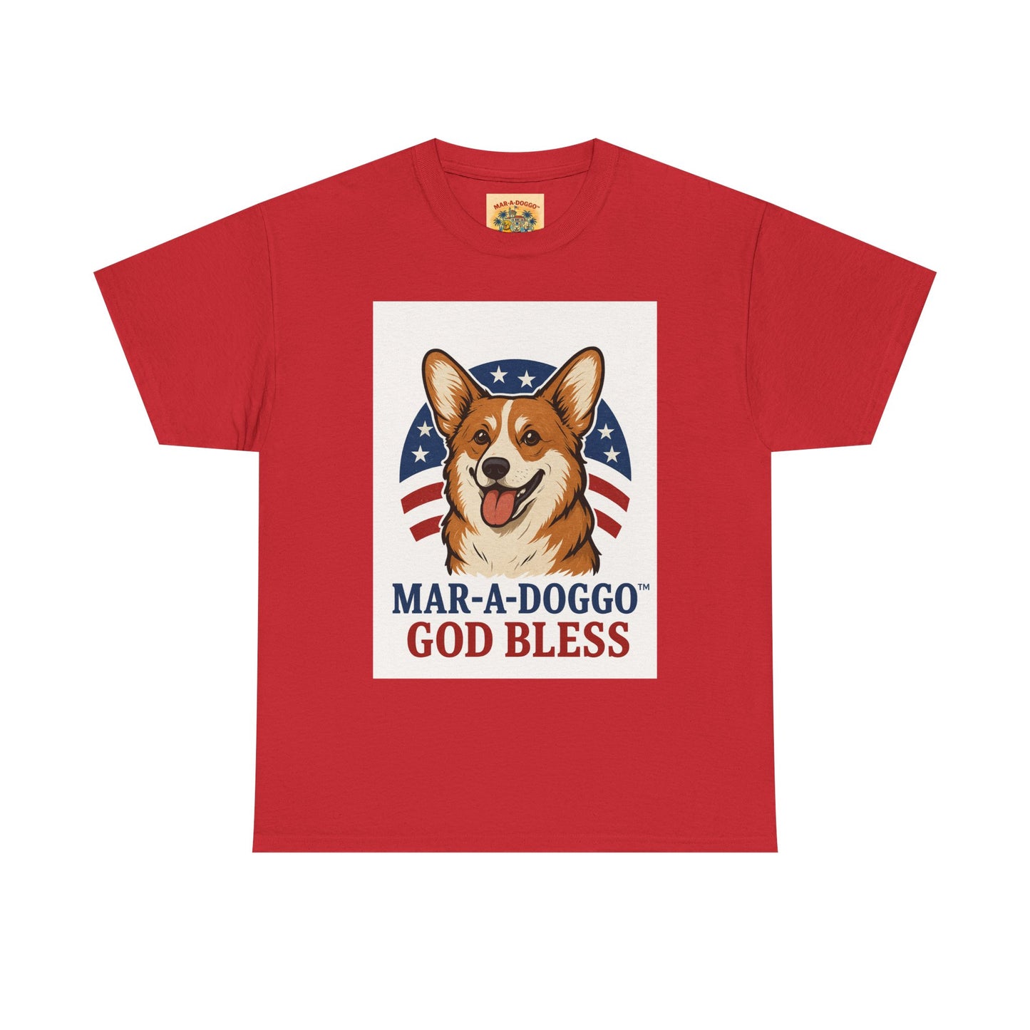 Patriotic Corgi Tee – “Mar-A-Doggo God Bless” Graphic Shirt