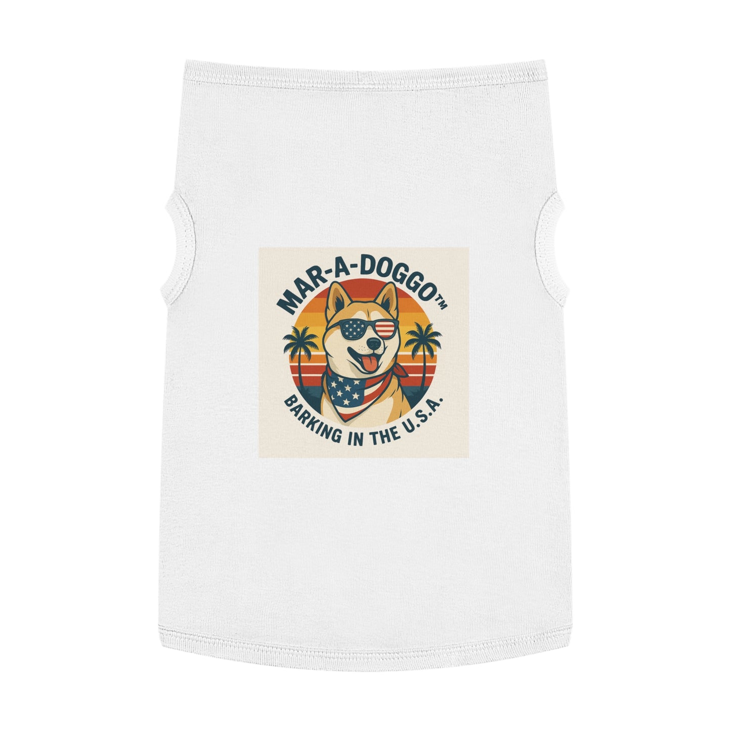 Patriotic Dog Tank Top – “Mar-A-Doggo: Barking in the U.S.A.” Pet Tee