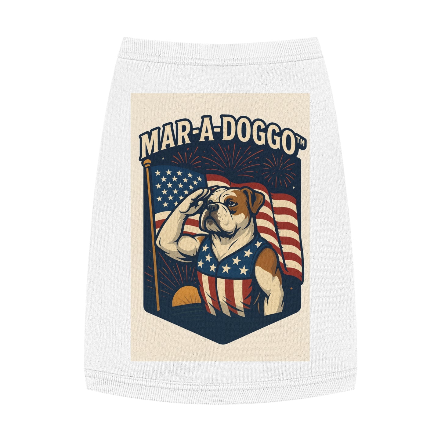 Patriotic Dog Shirt — "Mar-a-Doggo" American Flag Bulldog