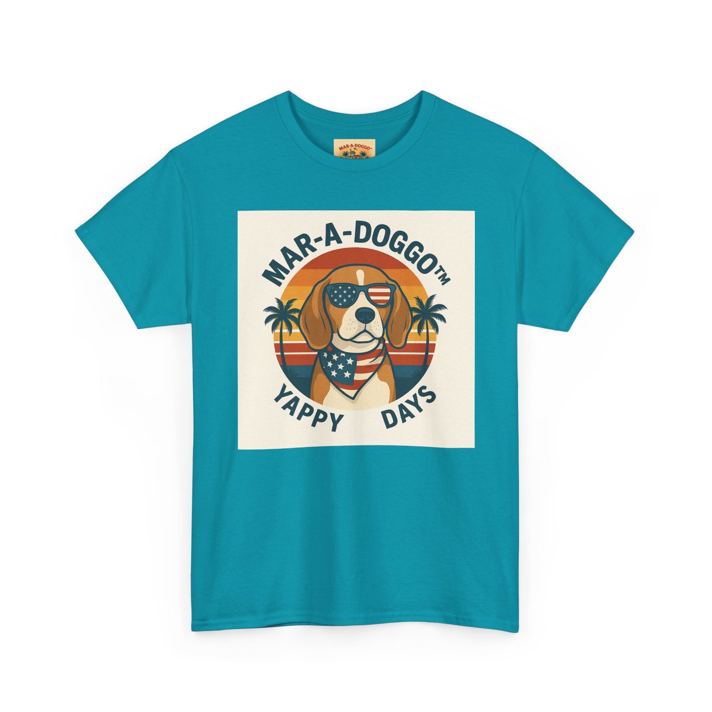 Mar-A-Doggo Tee – Retro Beach Dog Graphic T-Shirt (“Yappy Days”)