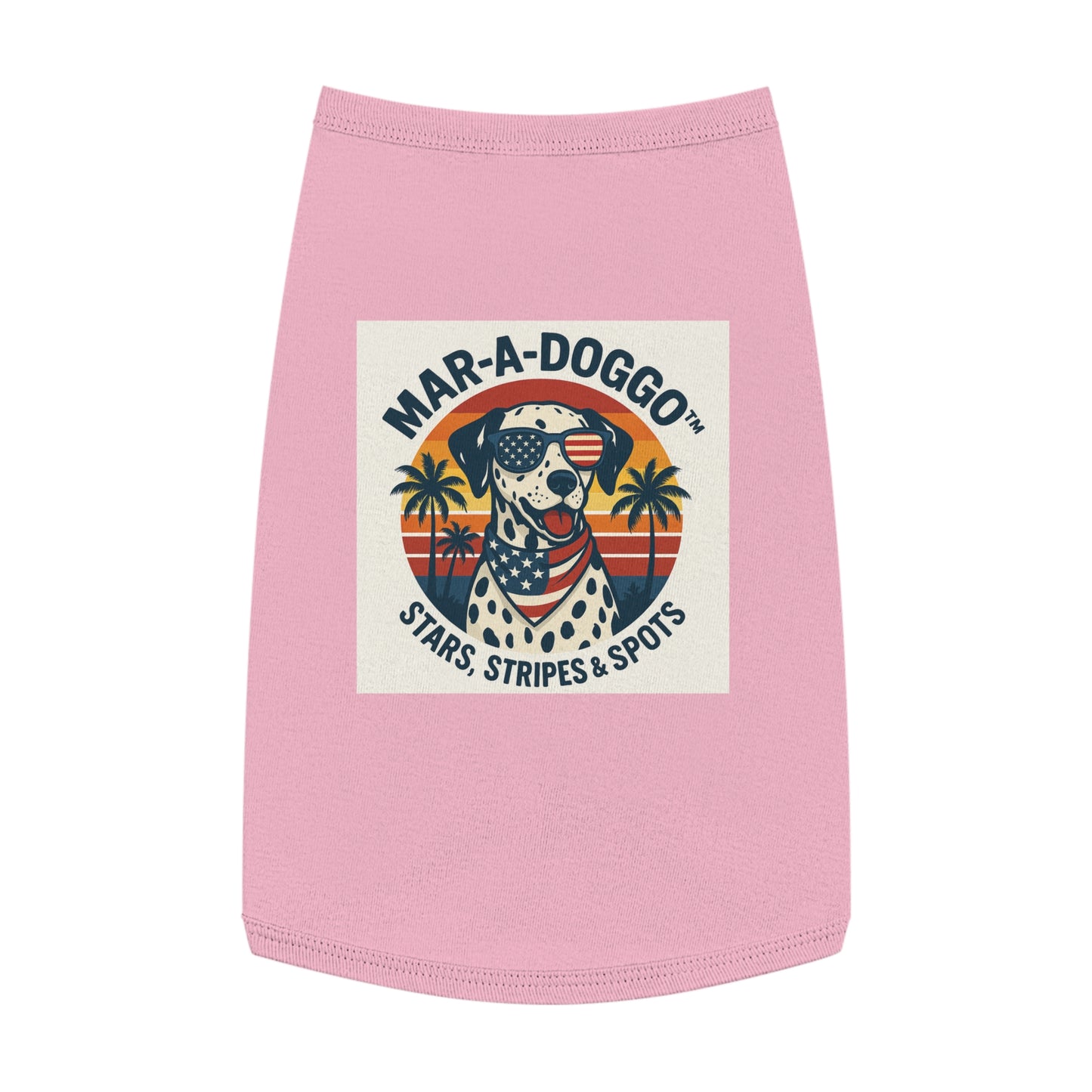 Patriotic Dog Tank Top - "Mar-A-Doggo" Stars, Stripes & Spots Dog Shirt