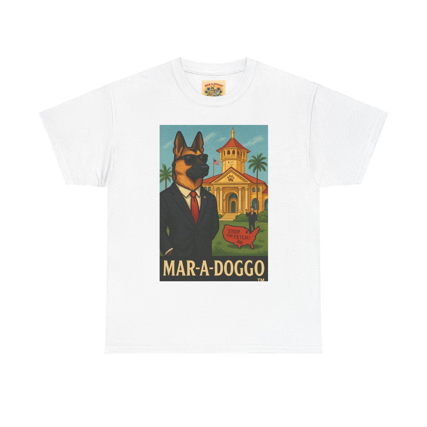 Mar-A-Doggo Graphic Tee — Vintage Resort Dog Print