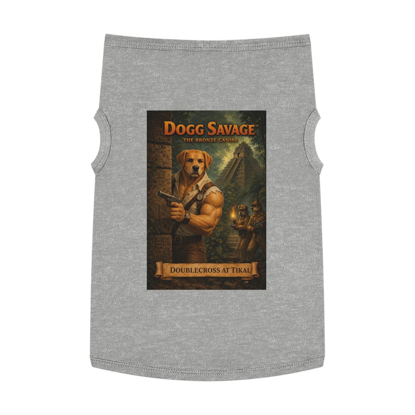 Dog Tank Top — "Dogg Savage: Doublecross at Tikal" Adventure Graphic Pet Shirt
