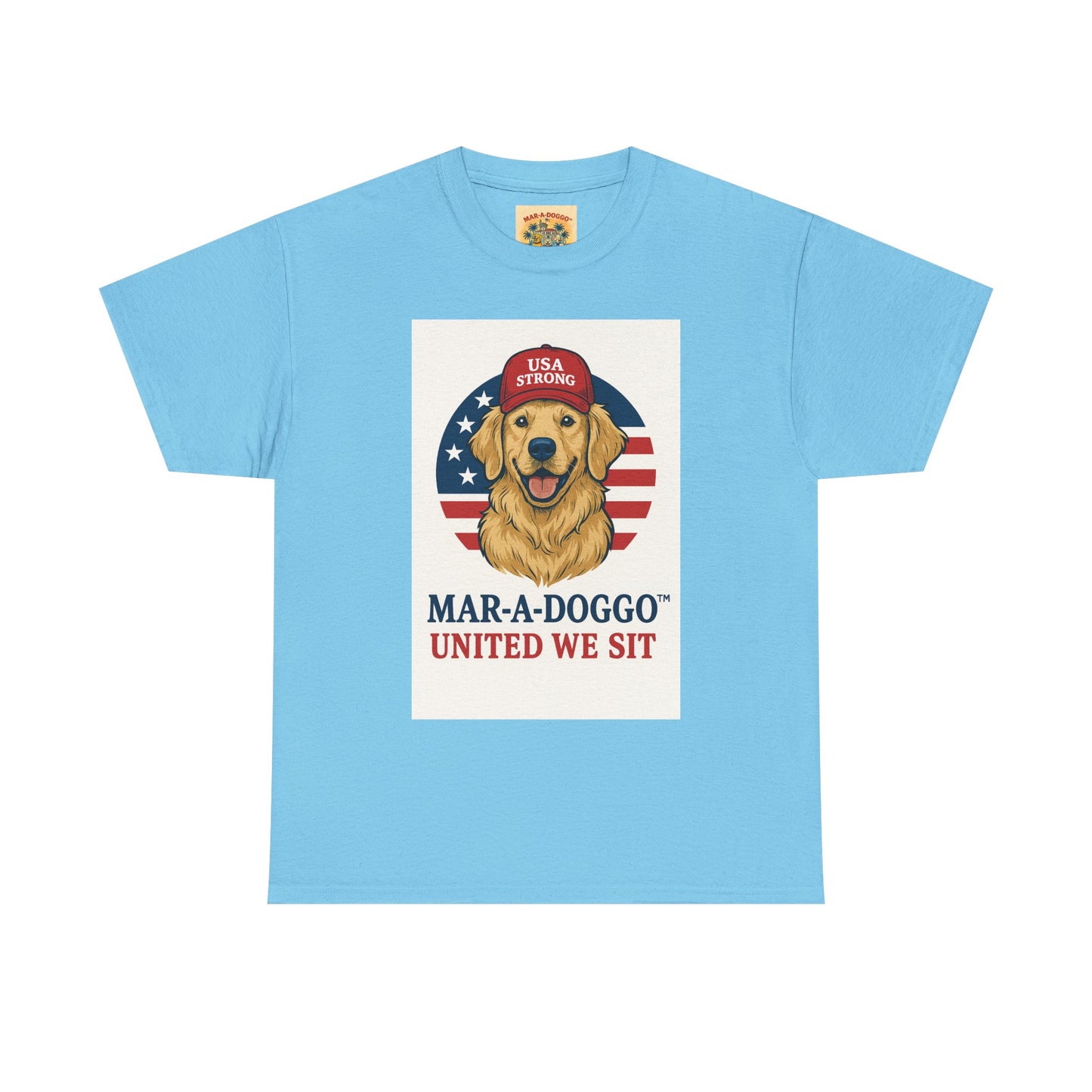 Mar-A-Doggo Tee — Patriotic Golden Retriever 'United We Sit' Shirt
