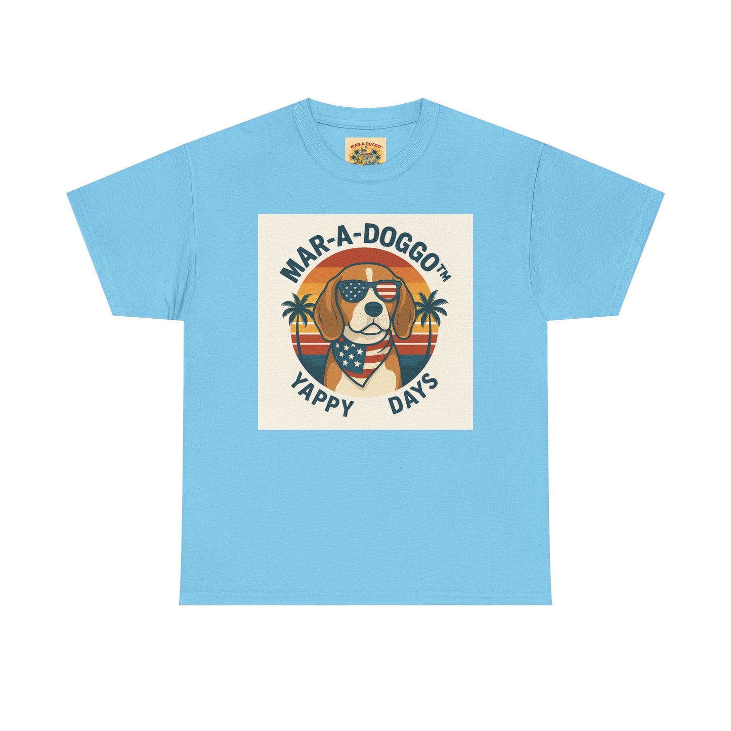 Mar-A-Doggo Tee – Retro Beach Dog Graphic T-Shirt (“Yappy Days”)