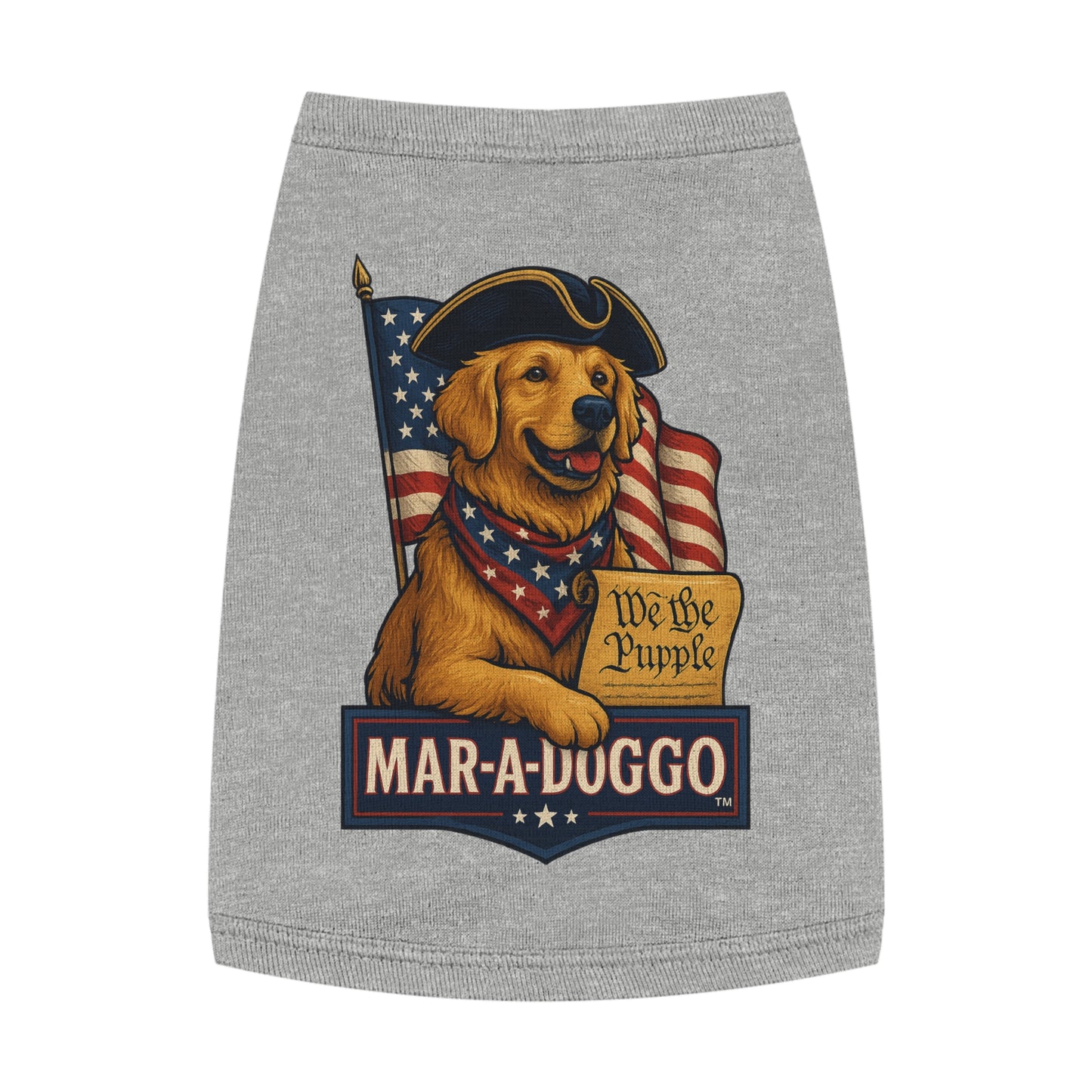 Patriotic "Mar-A-Doggo" Dog Tank Top — We The Pupple Goldie Dog Shirt