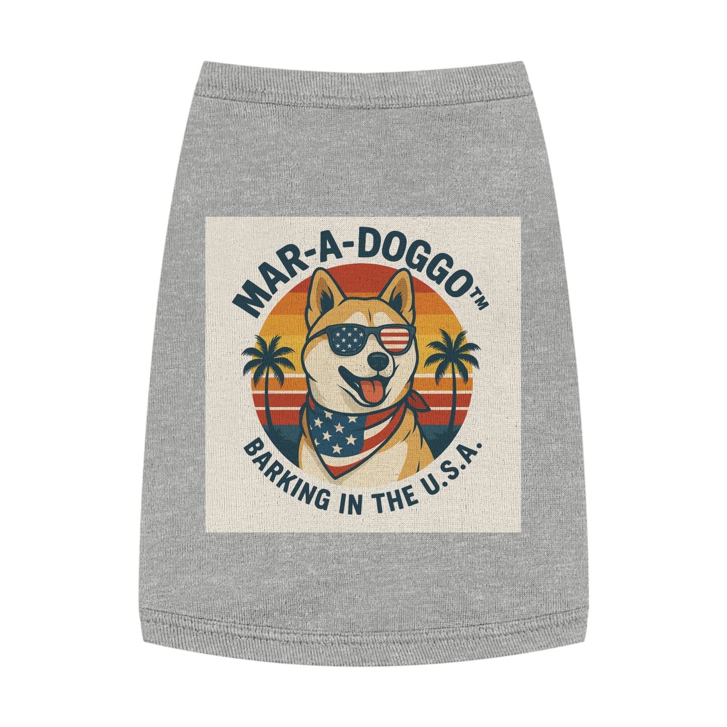 Patriotic Dog Tank Top – “Mar-A-Doggo: Barking in the U.S.A.” Pet Tee