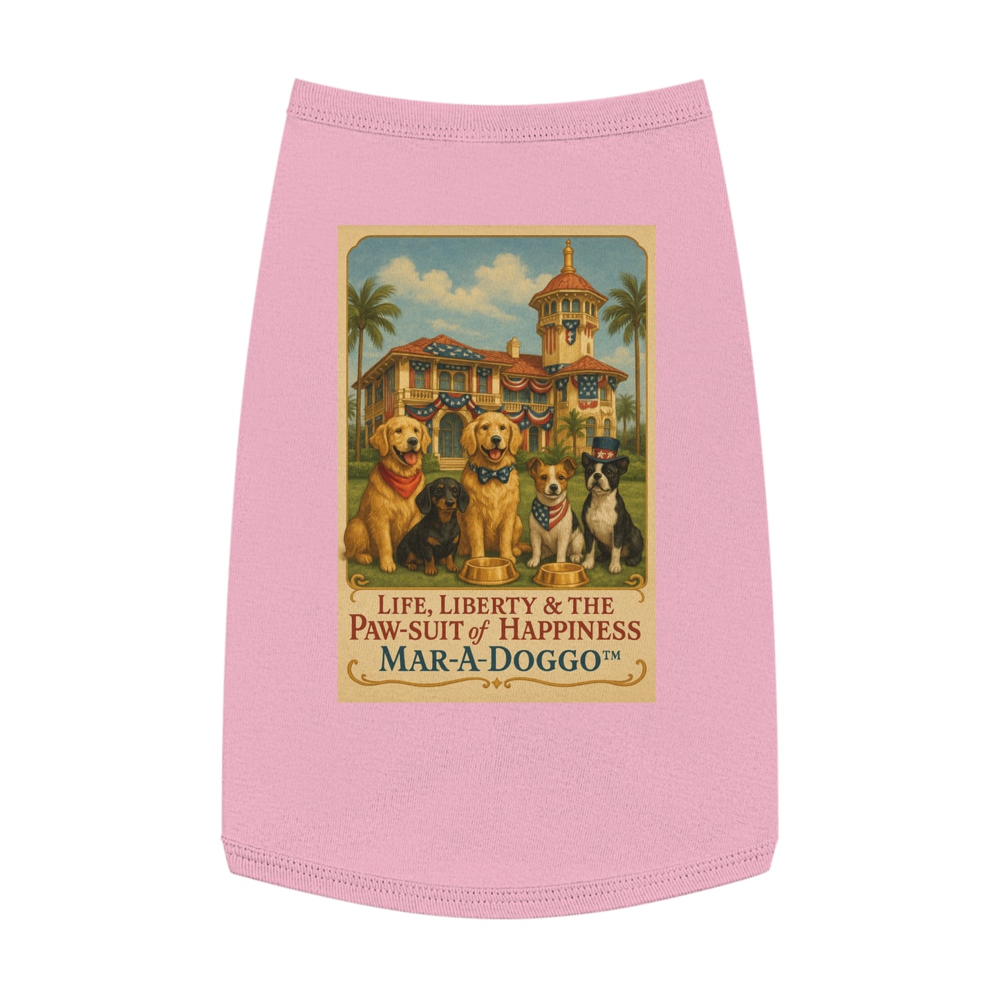 Dog Shirt — Mar‑A‑Doggo 'Life, Liberty & The Paw‑suit of Happiness' Vintage Dog Graphic