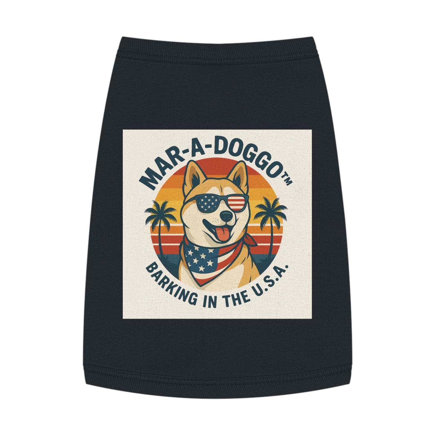 Patriotic Dog Tank Top – “Mar-A-Doggo: Barking in the U.S.A.” Pet Tee