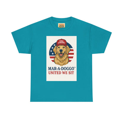 Mar-A-Doggo Tee — Patriotic Golden Retriever 'United We Sit' Shirt