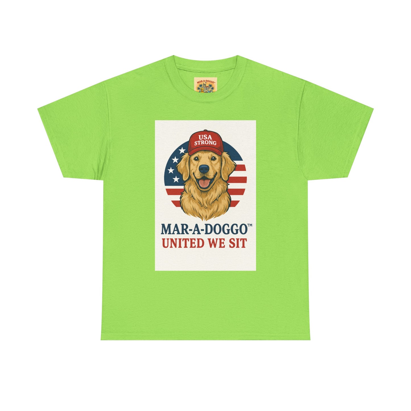 Mar-A-Doggo Tee — Patriotic Golden Retriever 'United We Sit' Shirt