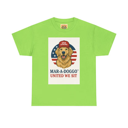 Mar-A-Doggo Tee — Patriotic Golden Retriever 'United We Sit' Shirt