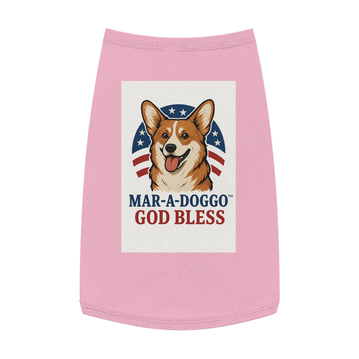 Patriotic Corgi Dog Tank – “Mar-A-Doggo God Bless” Pet Shirt