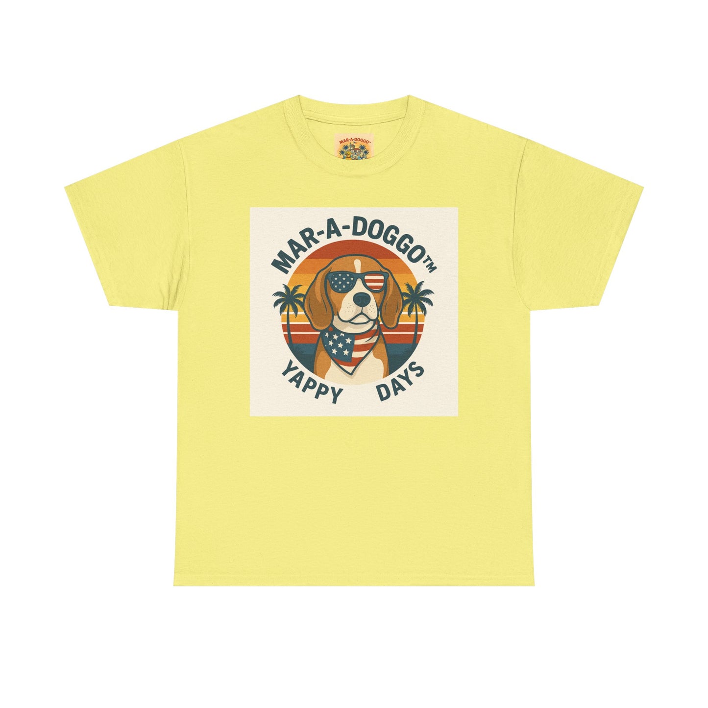 Mar-A-Doggo Tee – Retro Beach Dog Graphic T-Shirt (“Yappy Days”)