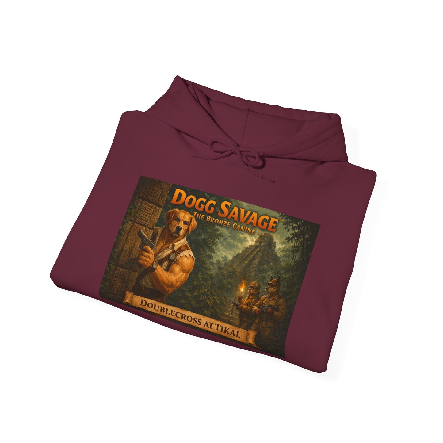 Dogg Savage Graphic Hoodie — Vintage Album Art Pullover "Doublecross At Tikal"