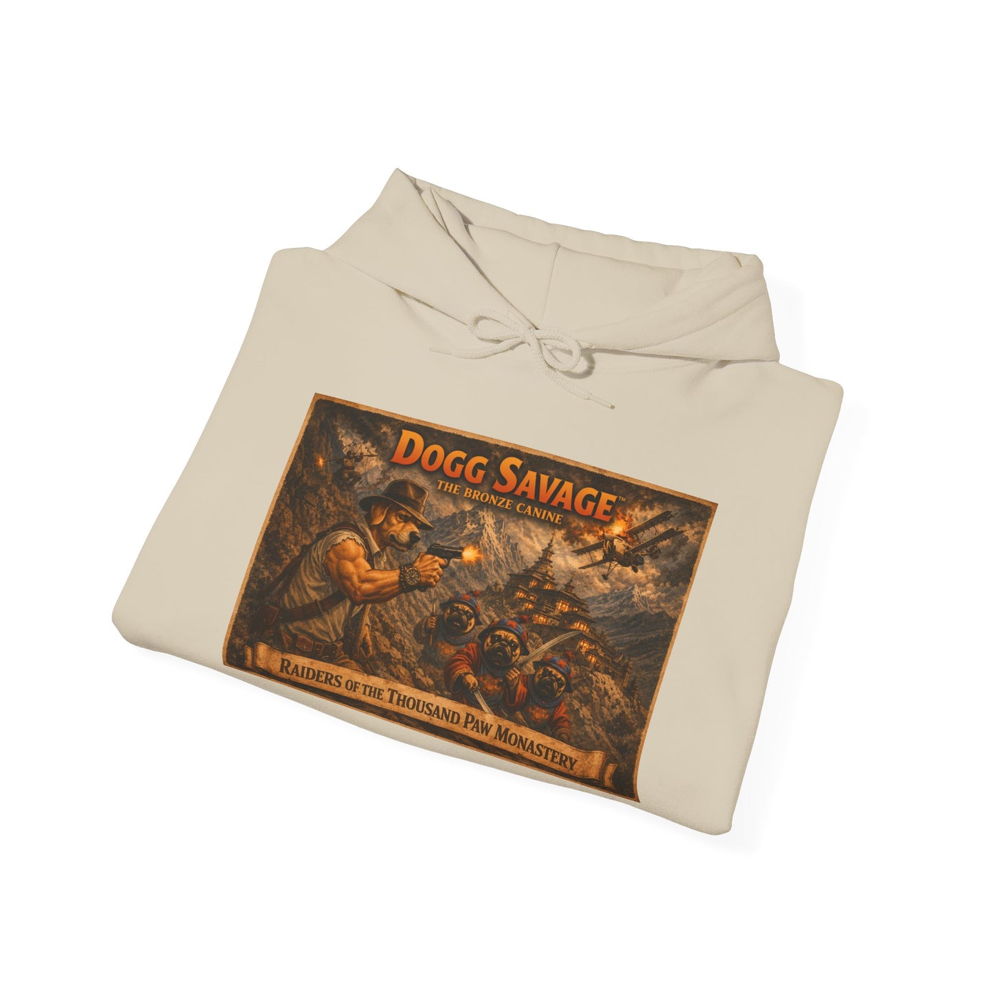 Dogg Savage Graphic Hoodie "Raiders Of The Thousand Paw Monastery" — Retro Band Logo Pullover