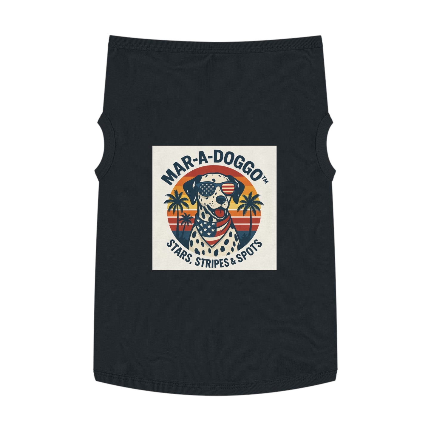 Patriotic Dog Tank Top - "Mar-A-Doggo" Stars, Stripes & Spots Dog Shirt